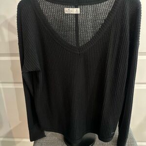 Hollister Black Ribbed Knit V-Neck Sweater